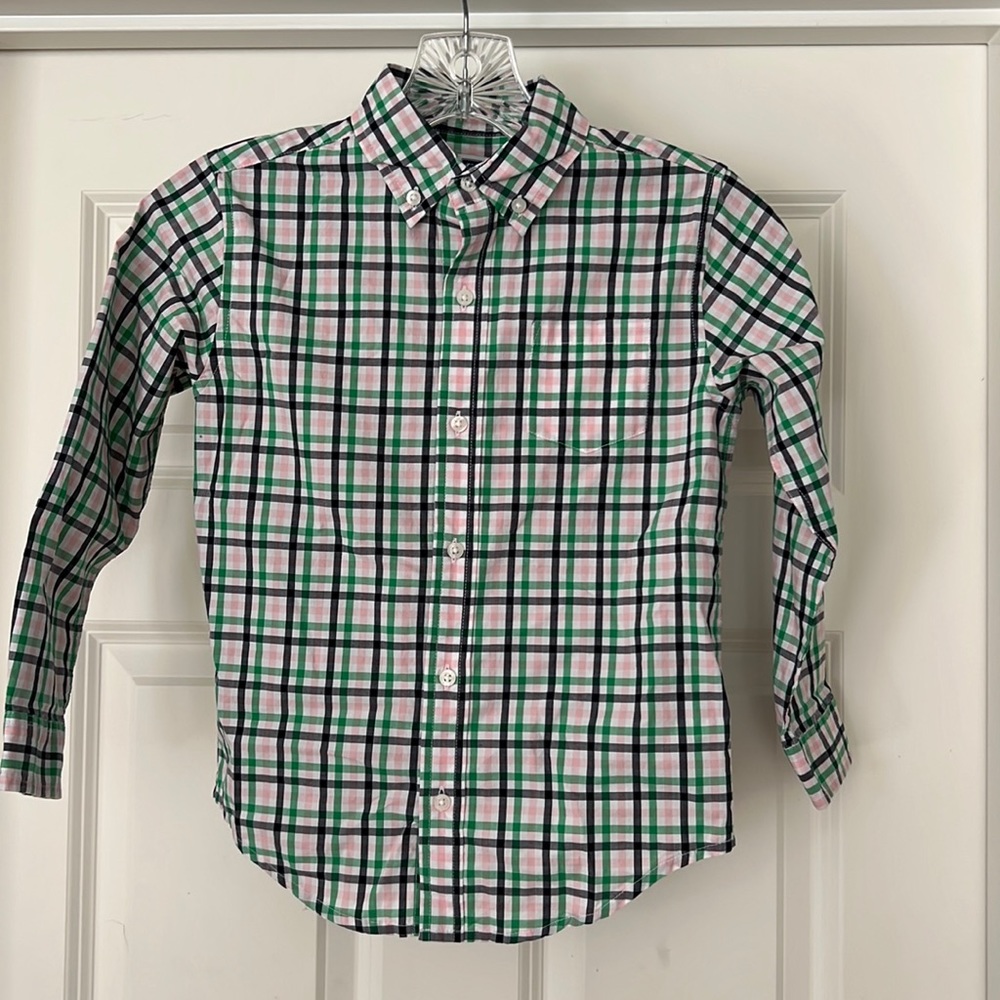 Janie and Jack Boys Green, Pink, and Navy Button down shirt size 6